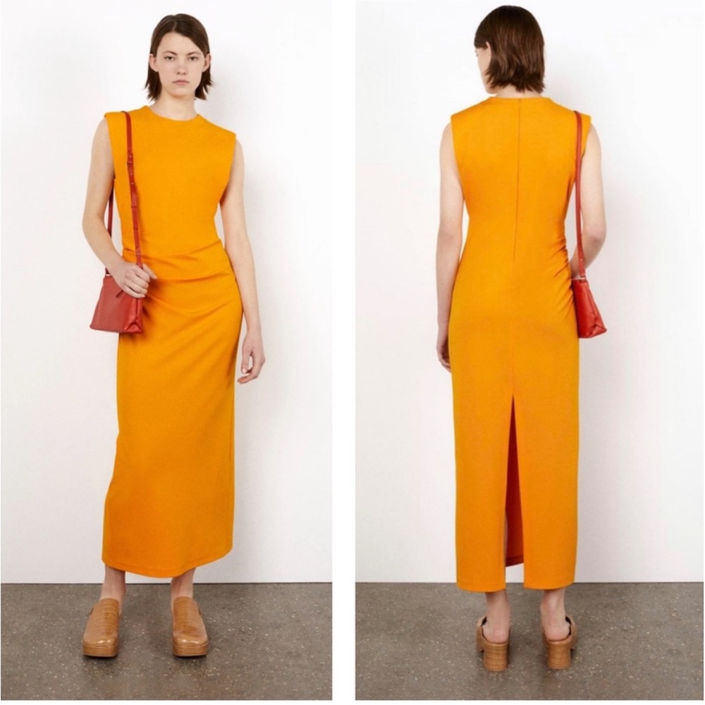 NWT Zara Orange Drape Midi Dress - Small